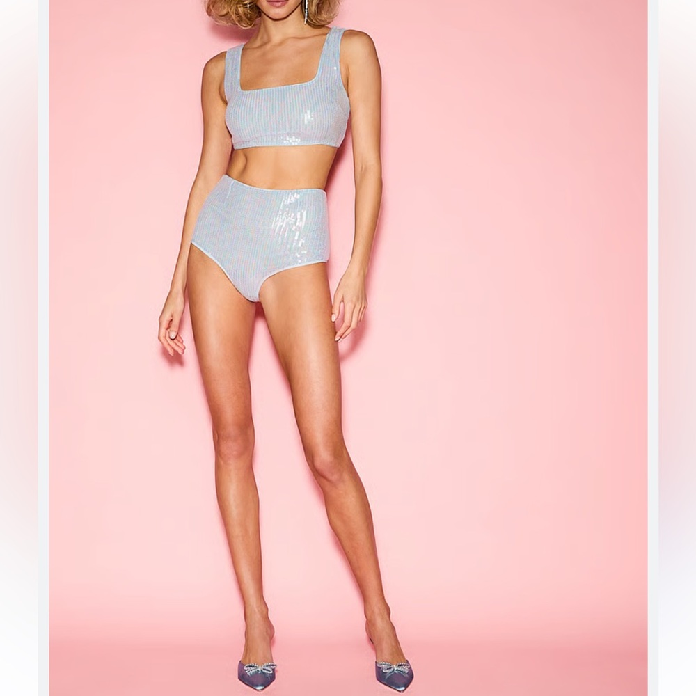Victoria's Secret Iridescent Sequin Set in Light Blue